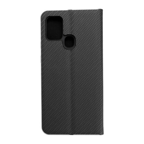 Zárt LUNA Book Carbon fekete tok Samsung Galaxy A21s készülékhez - Telefontok
