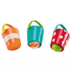 Hape Happy Buckets Set, 3 colorful buckets for bath time fun - Hape