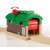 Brio Train Garage 33574, green and red toy train garage with opening door, for kids ages 3 and up, shown from the side