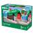 Brio Train Garage 33574 packaging, green and red toy train garage with opening door, for kids ages 3 and up