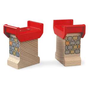 BRIO Super Supports, 2 czerwone drewniane podpory mostu dla torów kolejowych - Pociąg, element kolejowy, autostrada