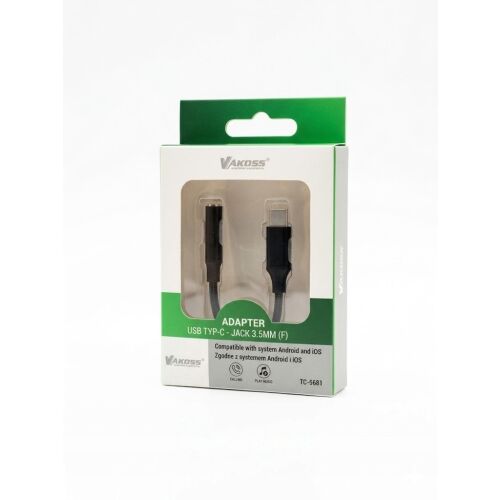 Adapter Type-C fejhallgató – 3,5 mm-es mini jack (AUX) Vakoss TC-5681K