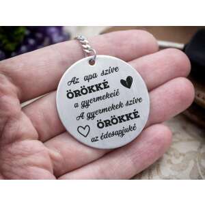 Gravírozott 'Apa szíve örökké' kulcstartó - Ajándék kulcstartó