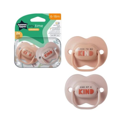 Tommee Tippee Anytime játszócumi, 6-18 hónapos, iker csomag, rózsaszín és barack színű - Tommee Tippee