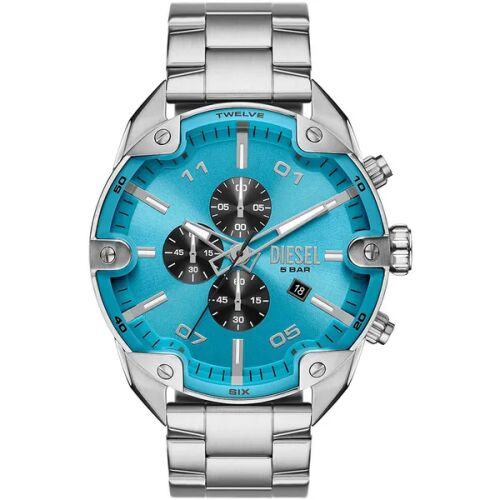 Diesel Spiked Chronograph férfi karóra, ezüst-kék, acél, 5 ATM 163936437 - Férfiaknak