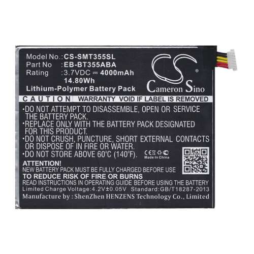 CAMERON SINO Li-Polymer akku (3,7V / 4000mAh, Samsung EB-BT355ABE kompatibilis) FEKETE Samsung Galaxy Tab A 8.0 (SM-T350) 44724587
