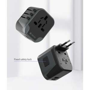 Devia travel adapter with fixed safety lock, showing two different angles - Network Adapter