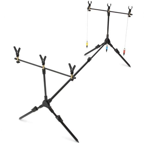 Két NGT Session Rod Pod egymás mellett felállítva, bemutatva az állvány teljes kapacitását több horgászbot számára. - Rod pod és tripod