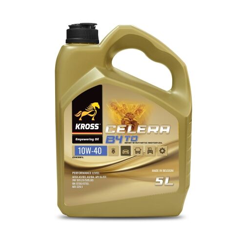 Kross Celera 10W40 TD dízel motorolaj 5L, arany színű kanna fekete és kék címkével közvetlen befecskendezéses és common rail motorokhoz - Motorolaj
