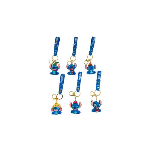Stitch kulcstartó több csomagban, különböző Disney Stitch figurákkal, kék szalagokon, ideális rajongóknak - Kulcstartó