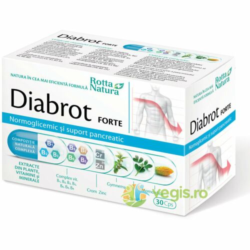 Diabrot Forte 30cps a Rotta Naturatól, étrend-kiegészítő a vércukorszint szabályozásához és a hasnyálmirigy támogatásához. 