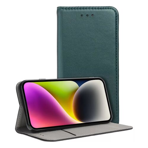 Honor Magic 7 Pro Smart Magneto sötétzöld mágneses flip telefontok állvány funkcióval, benne okostelefonnal 