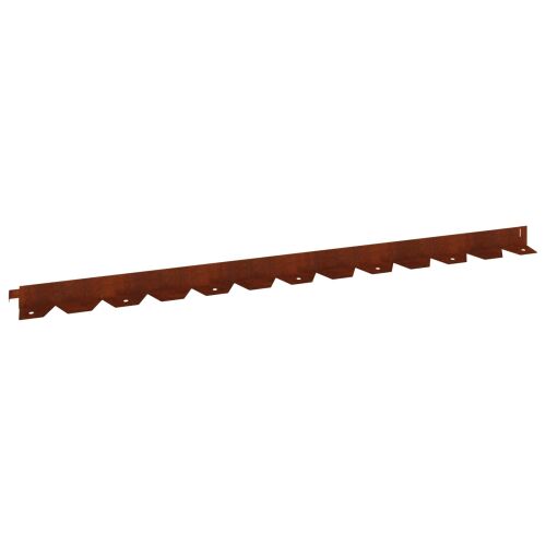 vidaXL egyedi rozsdás acél kerti szegélydarab, 102 x 4 cm, ferde nézetben fehér háttéren, rugalmas kialakítással - Ágyásszegély