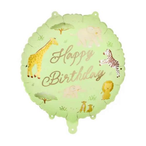 Safari, Happy Birthday, fólia lufi, 45 cm