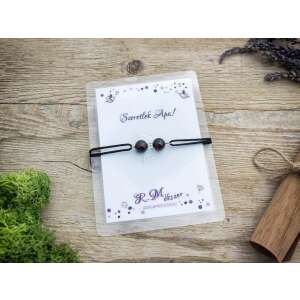 Gránát angyal karkötő fekete zsinórral és köszönő kártyával, ajándék az apának - Nőknek