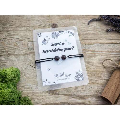 Gránát angyal karkötő fekete zsinórral és köszönő kártyával, állítható méret