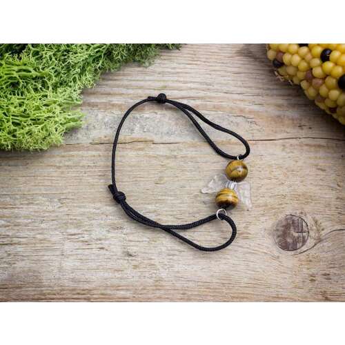 Tigrisszem angyal karkötő fekete zsinórral