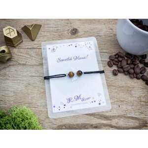 Tigrisszem angyal karkötő fekete zsinórral és "Szeretlek Mama!" feliratú kártyával - Nőknek