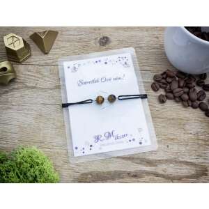 Tigrisszem angyal karkötő fekete zsinórral, állítható méretben, ajándék óvónőnek - Nőknek