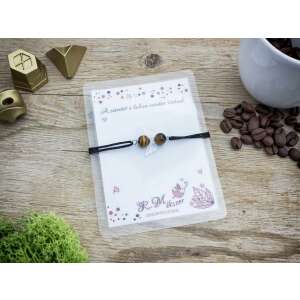 Tigrisszem angyal karkötő kártyával, állítható méret, fekete zsinór, ezüst medál, ajándék nőnek - Nőknek