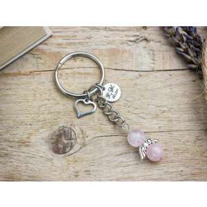 Szeretlek óvó néni kulcstartó rózsakvarccal 70187573 - Ajándék kulcstartó