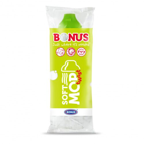Bonus SoftMOP Twist 140g felmosófej utántöltő átlátszó csomagolásban, magas nedvszívó képesség, újrahasznosított anyagok - Bonus