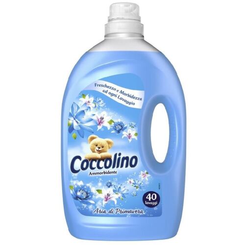 Coccolino Aria Di Primavera folyékony öblítő 3L, kék flakon maci és tavaszi virág mintával, frissességet és puhaságot biztosít a ruháknak - Öblítő