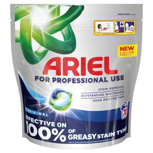 Ariel Professional mosókapszula, 70 db, eredeti formula folteltávolításra és kiváló fehérségre, 100%-ban hatékony zsíros foltok ellen - Mosókapszula