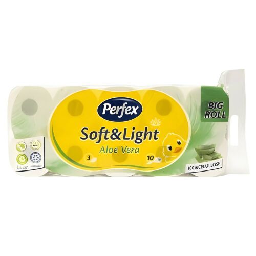 Perfex Soft&Light Aloe Vera illatú 3 rétegű WC papír, 16 tekercses, csomagolt - Perfex