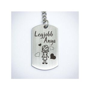 Legjobb Anya acél szögletes medálos kulcstartó 127491268 - Ajándék kulcstartó