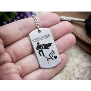 Szuper Apu acél szögletes medálos kulcstartó 78205839 - Ajándék kulcstartó