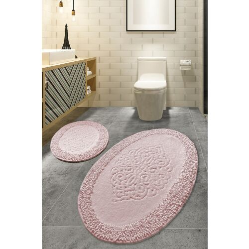 L'essentiel Maison Bathmat Set (2 Pieces) Multicolor Piante Oval - Pink