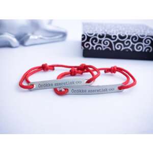 Örökké szeretlek vörös microcord páros karkötők végtelen jellel - Ajándék ötlet Valentin-napra
