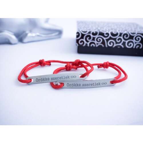 Örökké szeretlek vörös microcord páros karkötők végtelen jellel