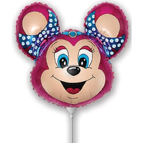 Rózsaszín Minnie egér mini fólia lufi kék masnikkal, 14 hüvelyk - Lufi