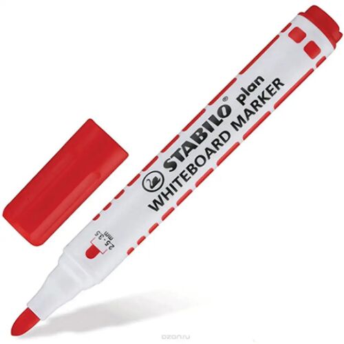 Stabilo Plan piros táblafilc kupak nélkül, hegy látható, 2,5-3,5mm vonalvastagság, irodai és iskolai használatra - Tábla és flipchart marker