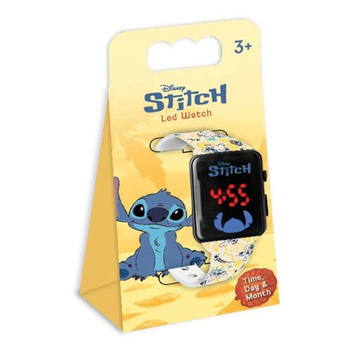 Luna Disney Stitch LED sárga karóra gyerekeknek csomagolásban, 4:55-ös időt mutatva - Divat és öltözködés