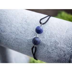 Szodalit angyal karkötő fekete zsinórral, állítható méret, tökéletes ajándék minden alkalomra - Nőknek