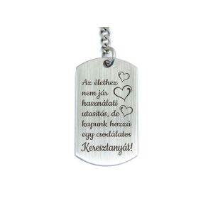 Csodálatos Keresztanyát acél medálos kulcstartó 134877075 - Ajándék kulcstartó