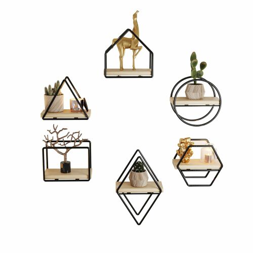 Hanah Home Wall Shelf Gold
Black Minyatür Raflar 6'lı Set