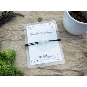 Szeretlek Keresztanya kalcedon angyal karkötő kártyán - Nőknek