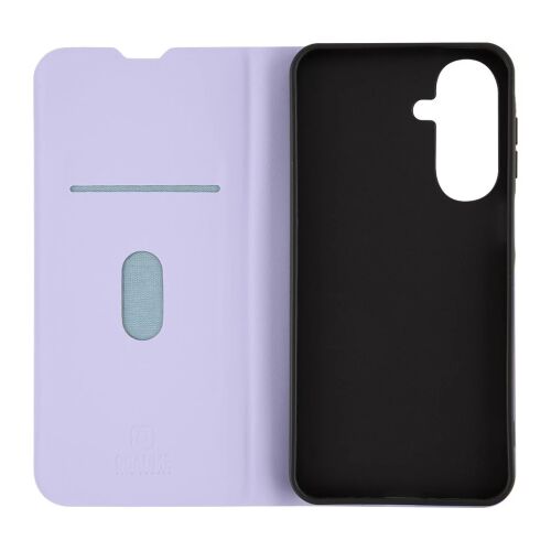 OBAL:ME SmoothTouch flip tok Samsung Galaxy A27 5G készülékhez pasztell lila színben, nyitott nézet kártyatartókkal és puha tapintású belsővel - OBAL:ME
