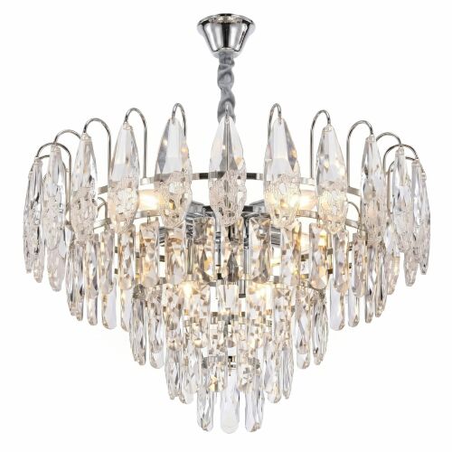 Kristály függőlámpa SWE079-CP 50cm Chrom, elegáns kristály függőlámpa króm felülettel és díszes üveg könnycseppekkel - Függeszték