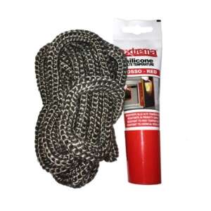 Kályhatömítő zsinór 12 mm 2,5 m ragasztóval 6700/7, fekete hőálló zsinór ragasztóval kemencék és kandallók tömítéséhez - Tömítőszalag