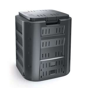 Fekete műanyag komposztáló, fedővel, 380 liter, IKL380C - Komposztáló