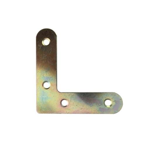 Sárga horganyzott ablakszegletvas, 60 x 60 mm, 1 mm vastagság, 4 lyuk