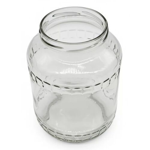 Üres, átlátszó 1700 ml-es befőttesüveg élelmiszerek tartósításához, ferde nézet fehér háttérrel - Befőttesüveg