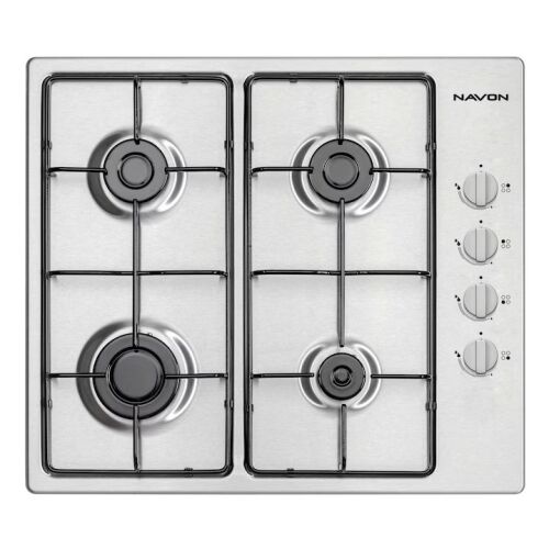 Navon GFM 400 IX beépíthető gázfőzőlap 4 égővel és inox kivitelben, felülnézet - Főzőlap és Tűzhely