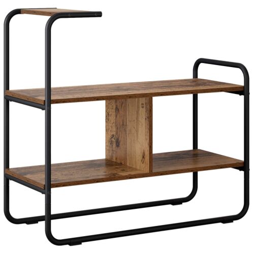 vidaXL Konzolasztal Antik Fa 80x35x75cm, szerelt fa és horganyzott acél váz, ferde nézet - Konzolasztal