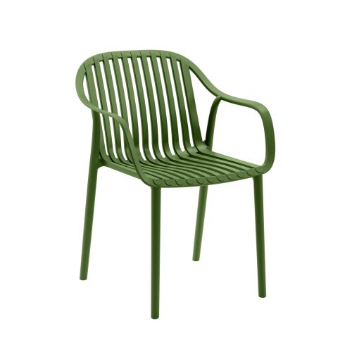 Delusso Alme karosszék Parfait Green színben, modern kültéri műanyag kerti szék léces üléssel és háttámlával, ergonomikus kialakítás, UV- és vízálló teraszra, erkélyre vagy kertbe 